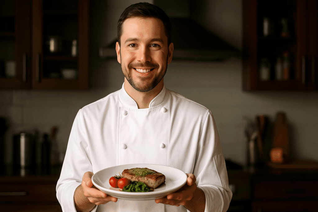 Yemek sunumu yapan bir şef